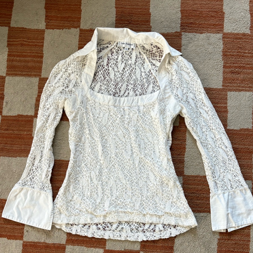 Anne Fontaine White Lace Blouse